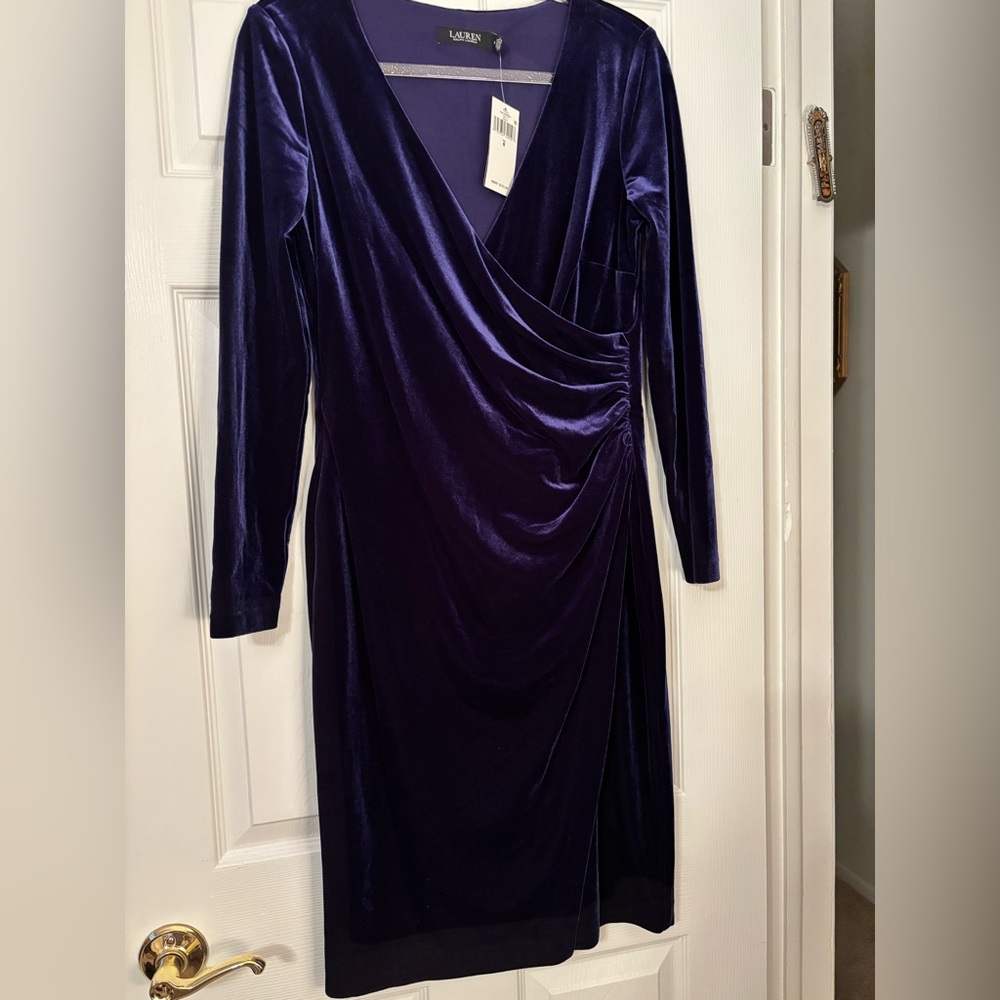 Ralph Laurent velvet dress in amethyst